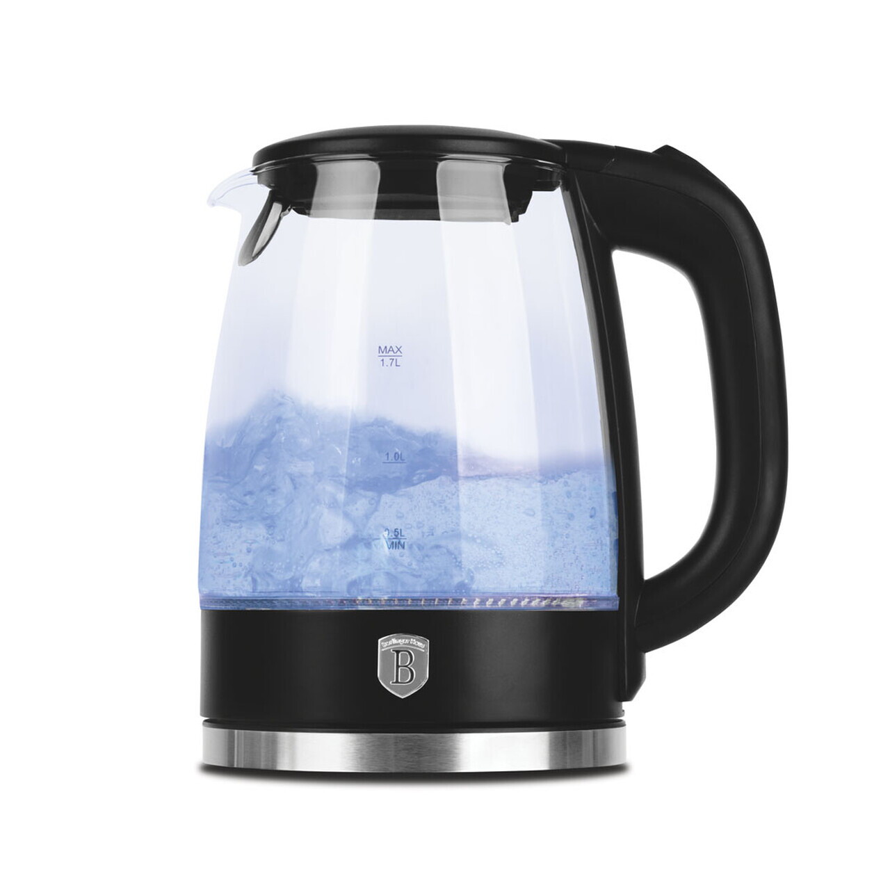 Ceainic electric Berlinger Haus, Matte Black, 1.7 L, sticla borosilicata, negru/transparent - imagine 5